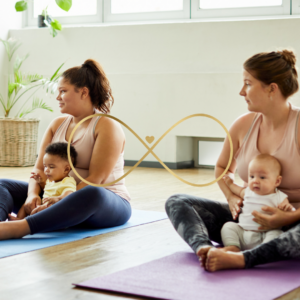 3 Steps to Running Baby Classes - Picture of two mums and two babies on yoga mats